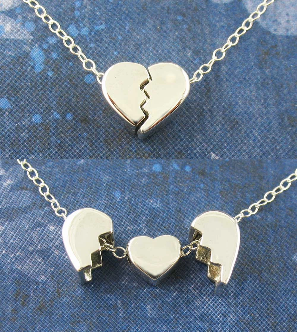 Heal a Broken Heart Pendant Necklace with Hidden Heart, Engravable Distinctive Ornament