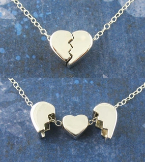 Heal a Broken Heart Pendant Necklace with Hidden Heart, Engravable Distinctive Ornament