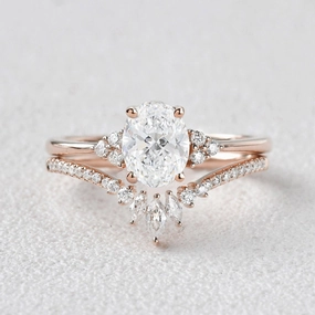 Bold Designs 1.0-2.0ct Lab Grown Diamond Engagement Ring Set 2pcs