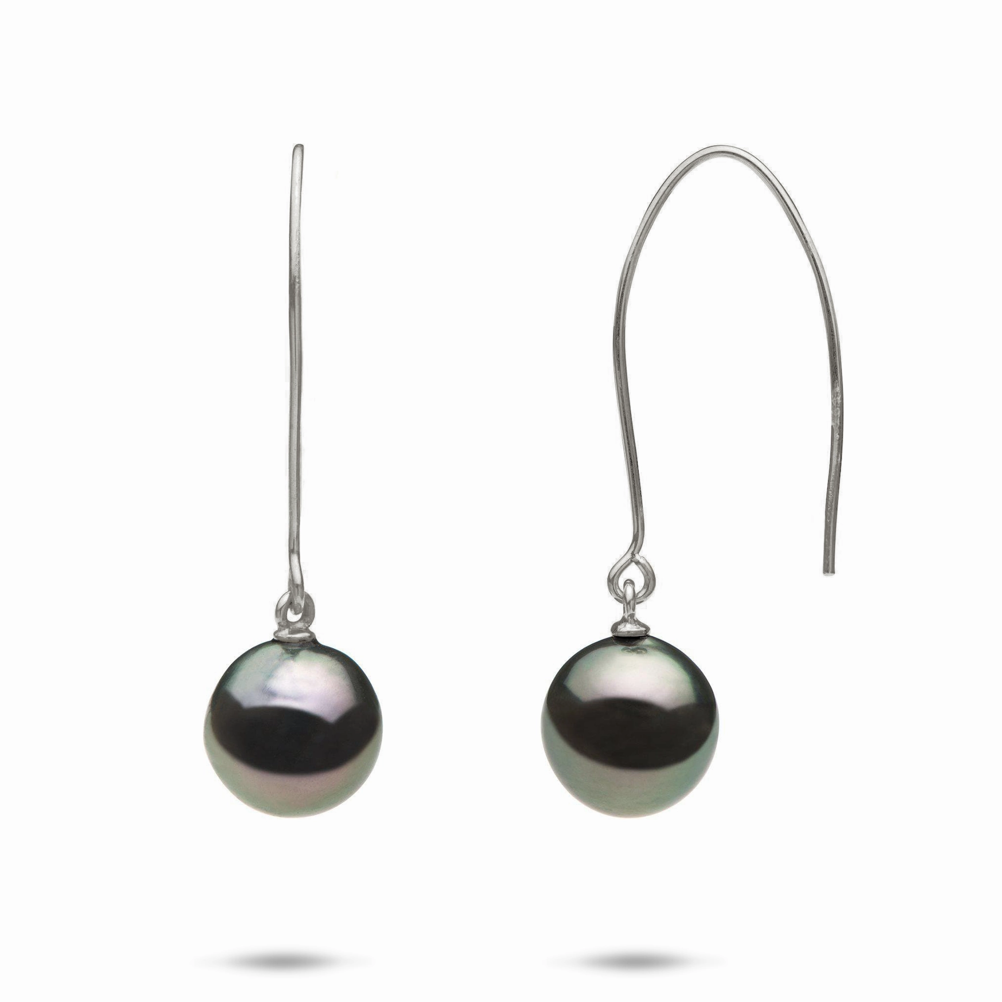 Tahitian Black Pearl Earrings in White Gold - 9-10mm Charming Pieces Design