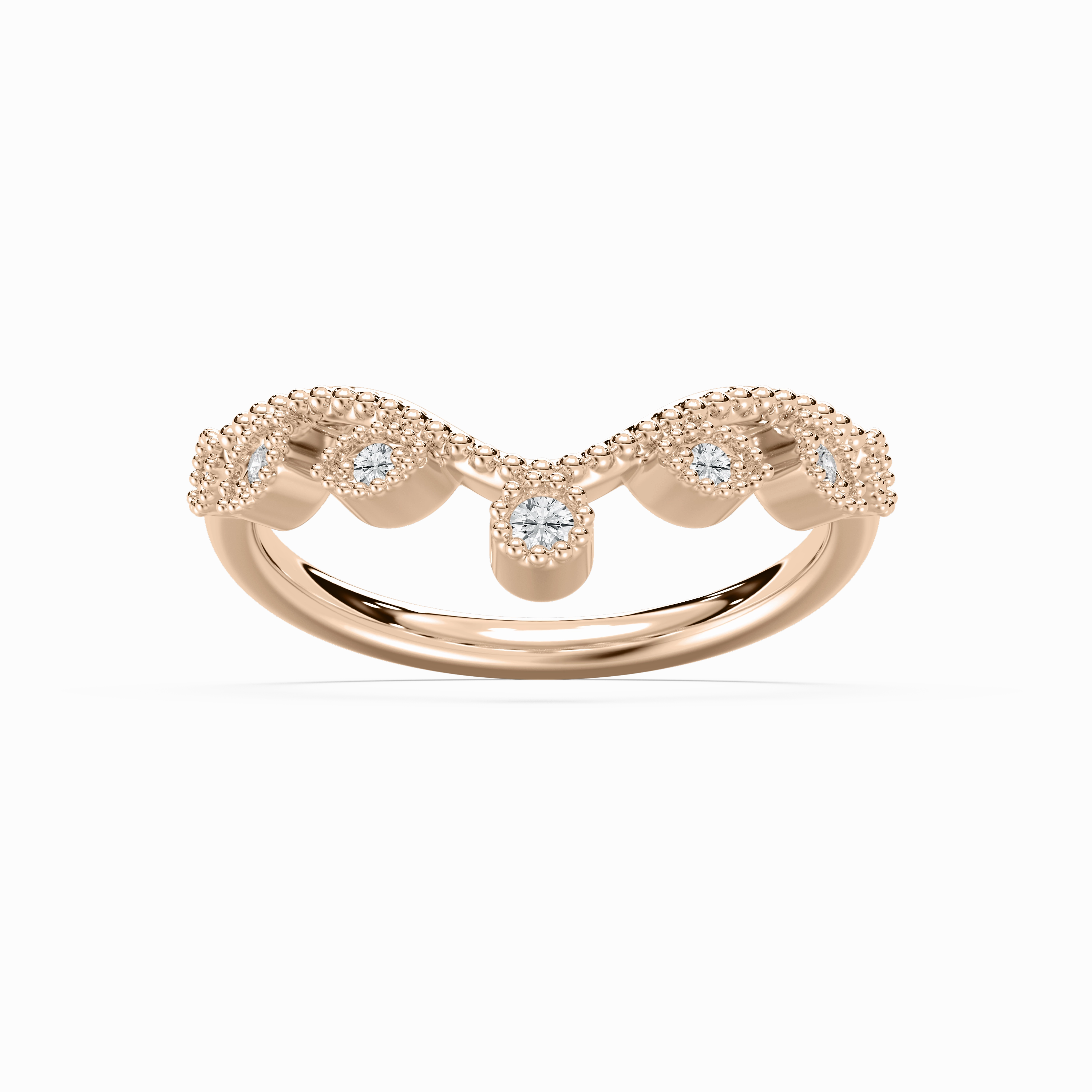 Fauna 1 ctw Round Lab Grown Diamond Milgrain Curved Band Budget Work Excellent Art