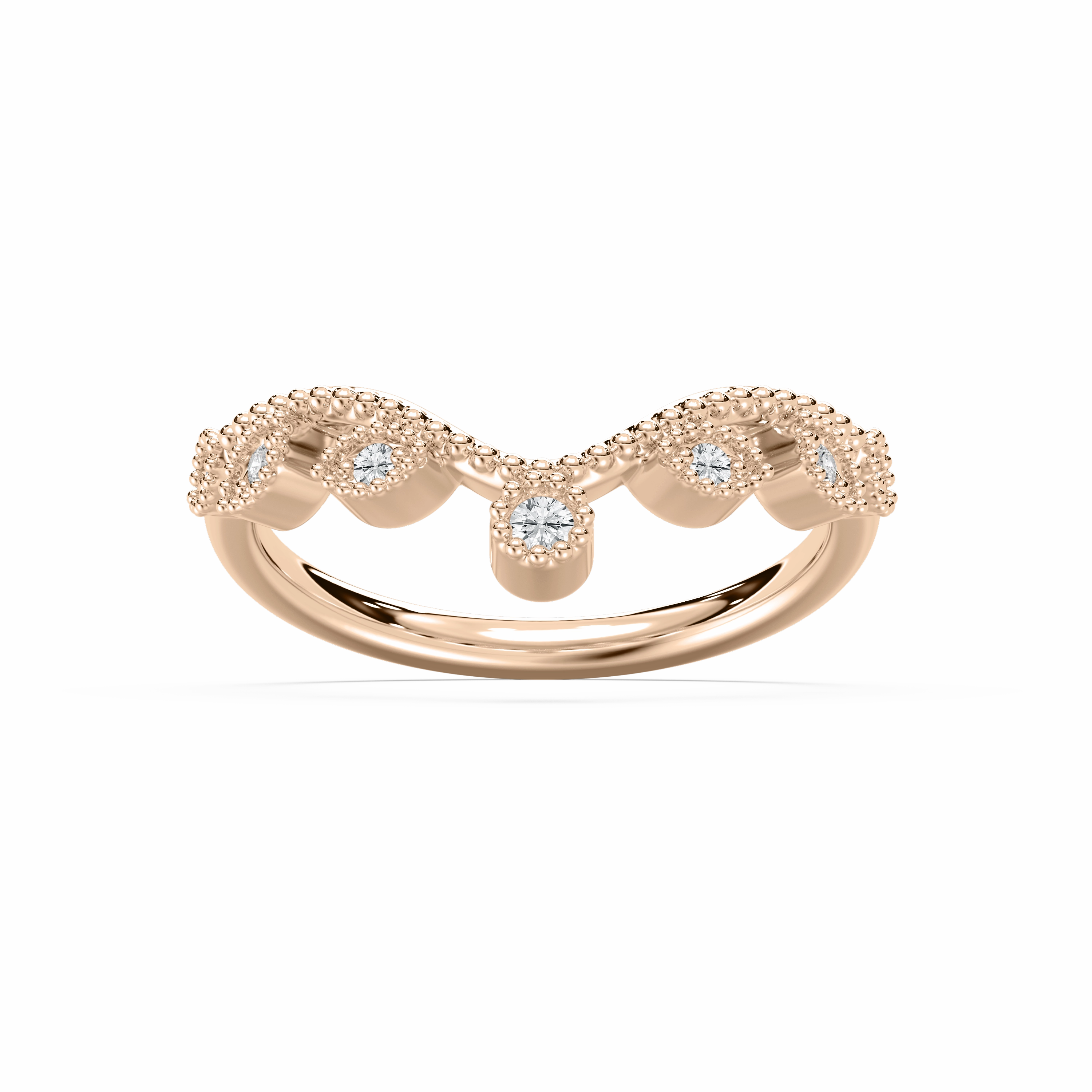 Vintage Accessory Stain Less Fauna 1 ctw Round Lab Grown Diamond Milgrain Curved Band