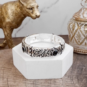 Prestigious Fusions Timeless Twists ?C Filigree & Twist Stretch Bangles in Silver Tone