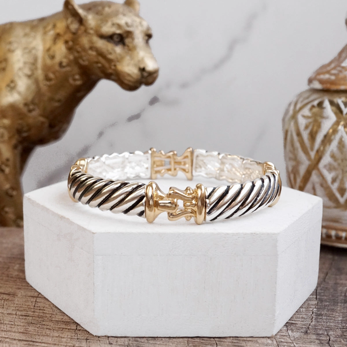 Timeless Twists ?C Filigree & Twist Stretch Bangles in Silver Tone Celebrity Style Whole Assortment