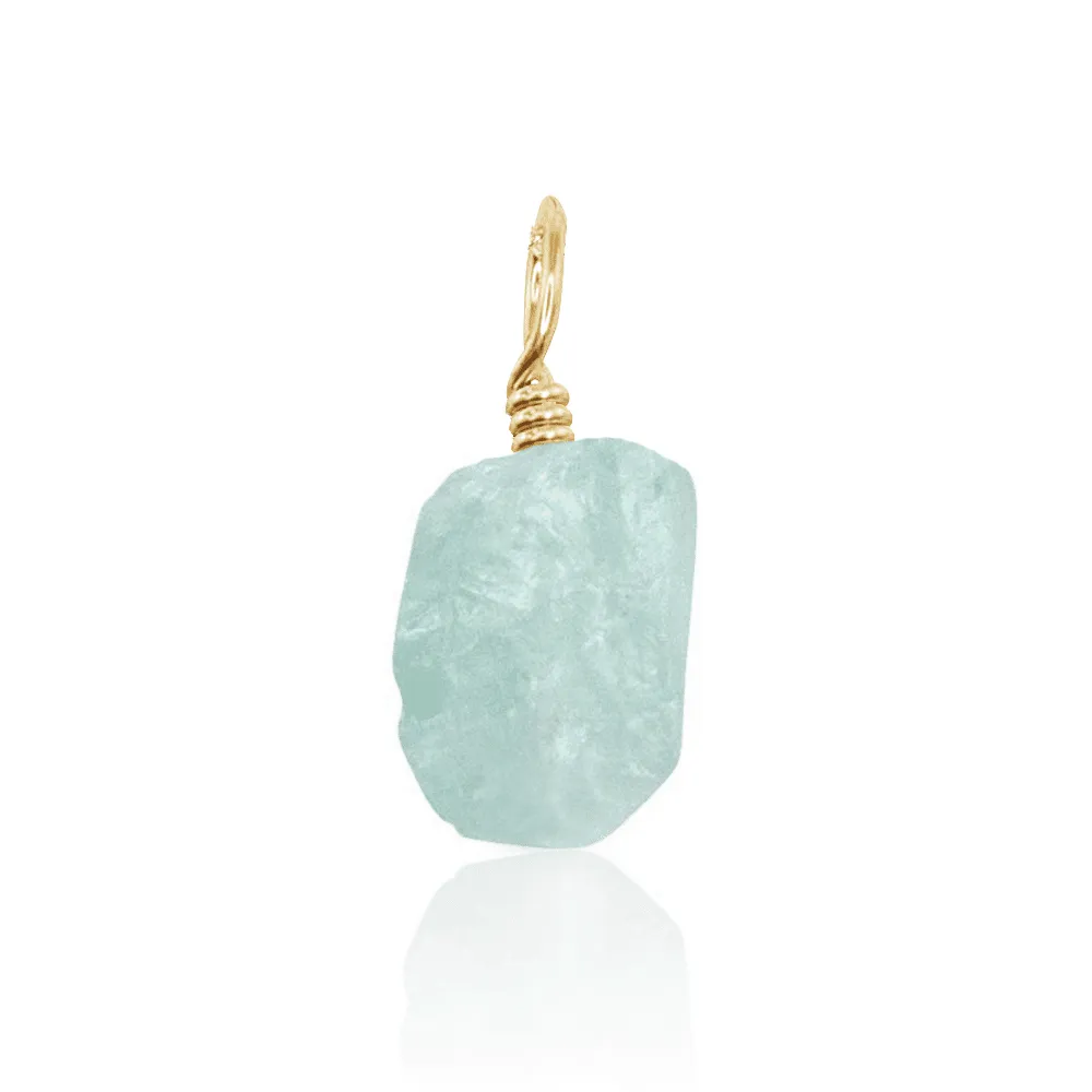 Tiny Raw Blue Aquamarine Crystal Pendant