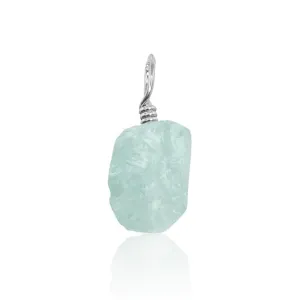 Tiny Raw Blue Aquamarine Crystal Pendant