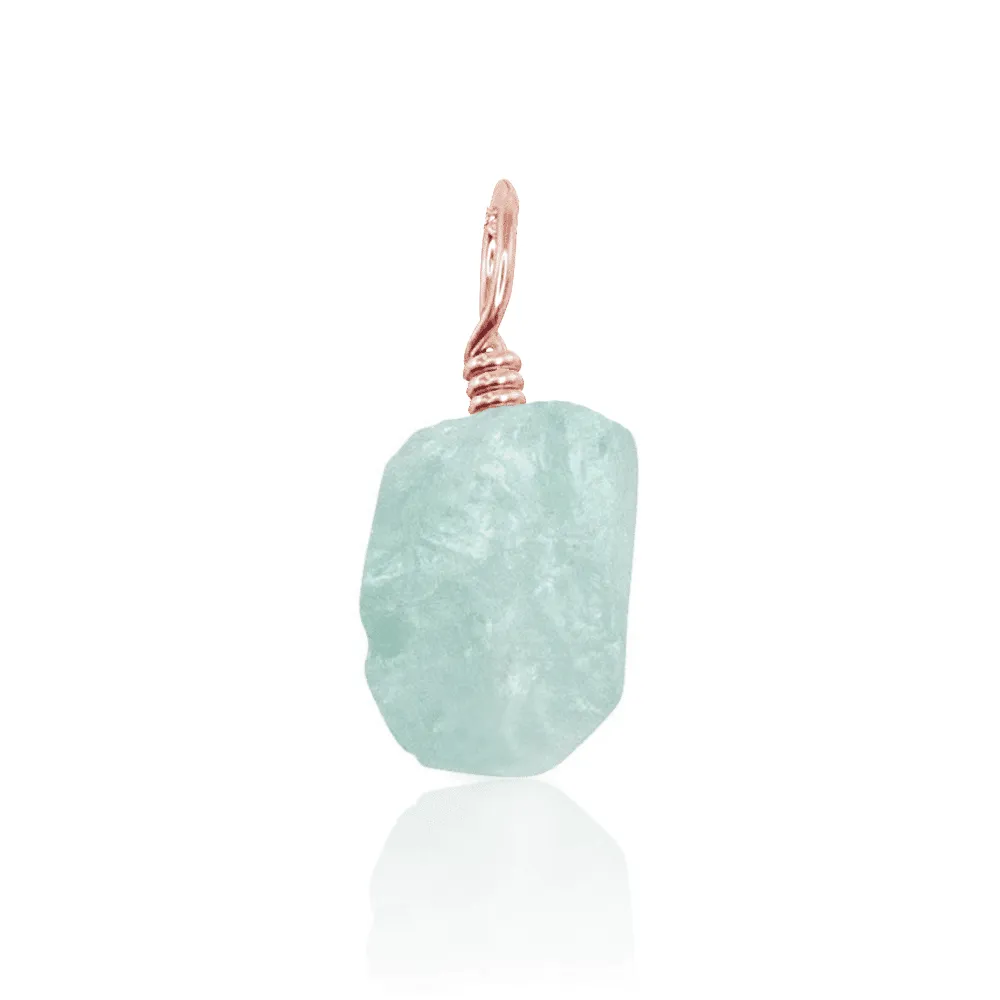 Tiny Raw Blue Aquamarine Crystal Pendant