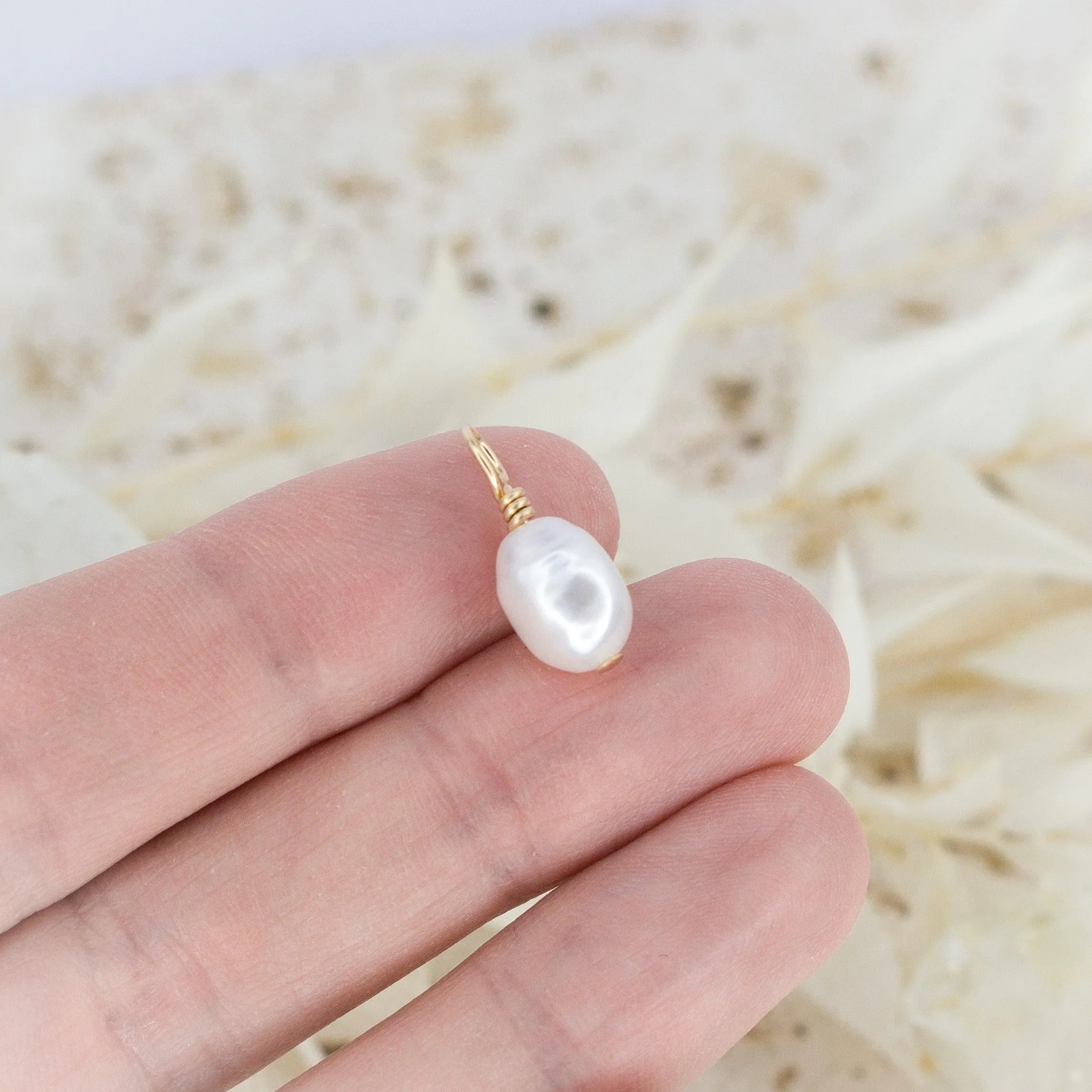 Tiny Raw Freshwater Pearl Crystal Pendant
