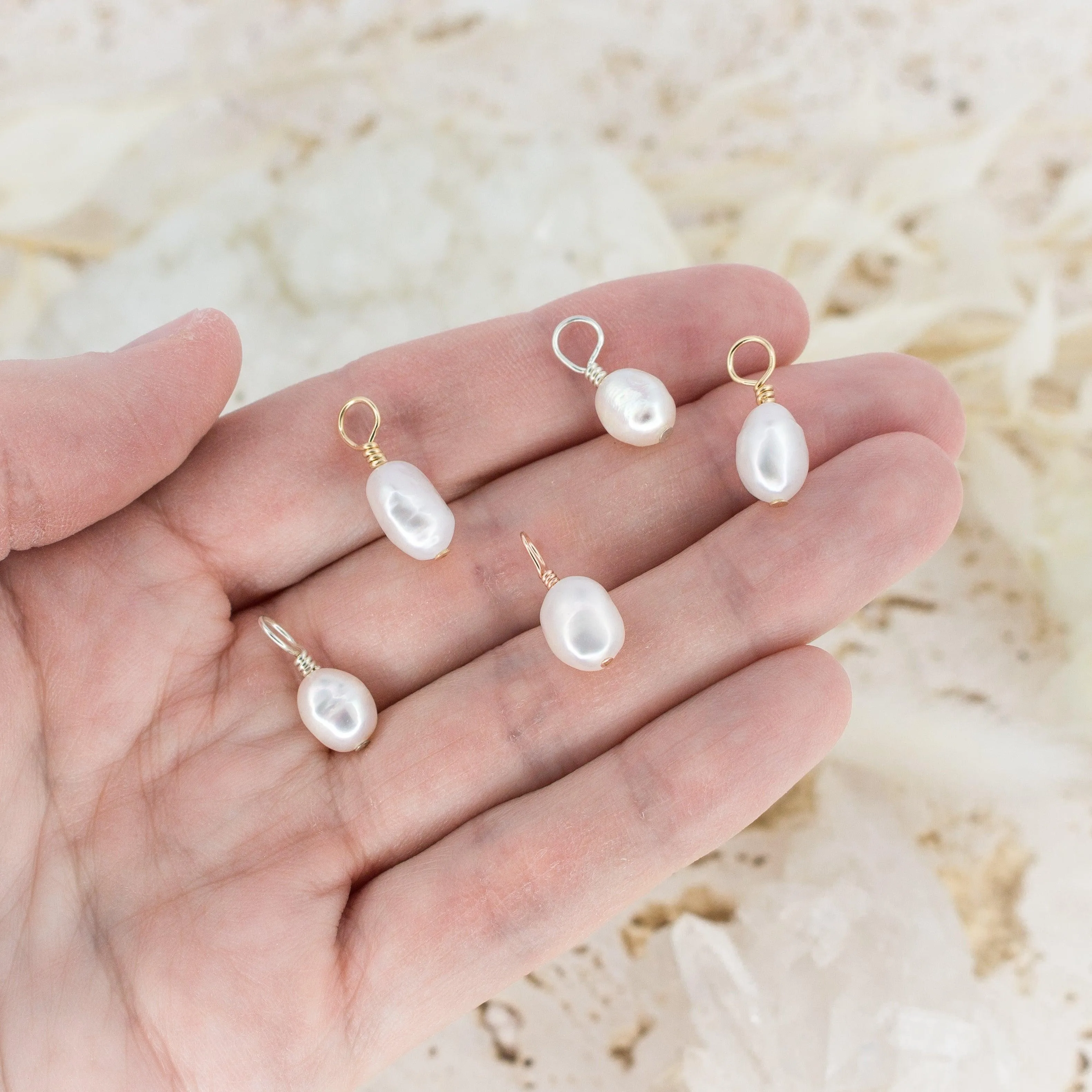 Tiny Raw Freshwater Pearl Crystal Pendant