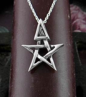 Tiny Wiccan Third Degree Pentagram Necklace, with Attached Chain, Handmade Gift Option