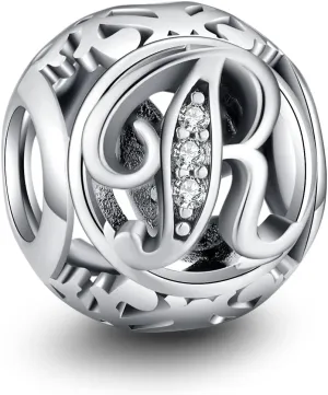 TIZU 925 Sterling Silver Letter Charms for Charms Bracelets Alphabet Initial Beads Charms Jewelry Gift for Women