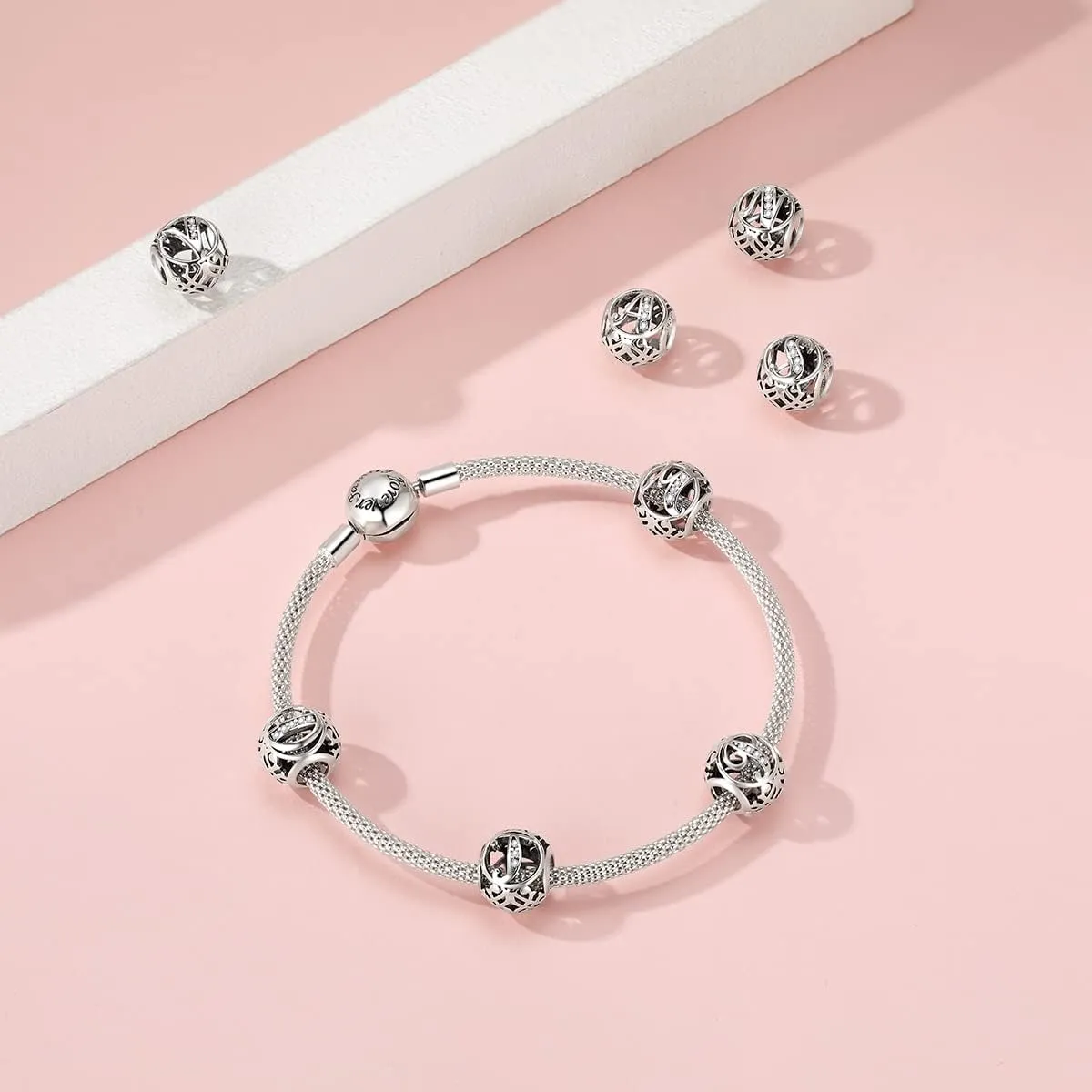 TIZU 925 Sterling Silver Letter Charms for Charms Bracelets Alphabet Initial Beads Charms Jewelry Gift for Women
