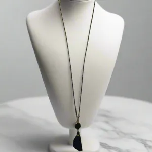 TM. Black Diamante Tassel Necklace