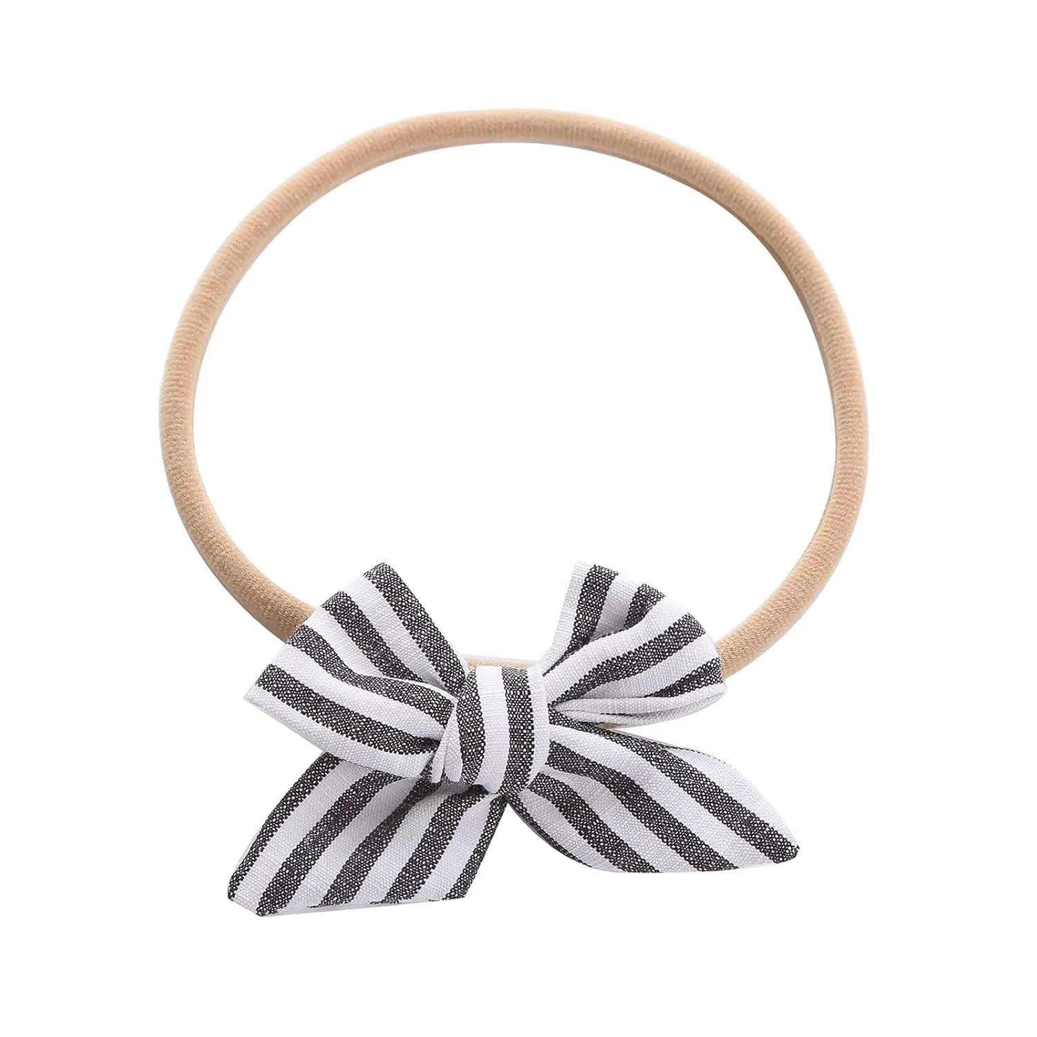 Toddler Elastic Headwrap Baby Girls Striped Prints Headband Bowknot Elastic Hair Band For Infant (Black, One Size)
