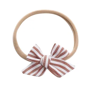 Toddler Elastic Headwrap Baby Girls Striped Prints Headband Bowknot Elastic Hair Band For Infant (Coffee, One Size)