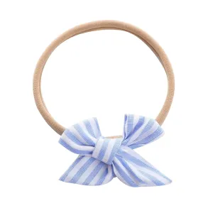 Toddler Elastic Headwrap Baby Girls Striped Prints Headband Bowknot Elastic Hair Band For Infant (Light Blue, One Size)