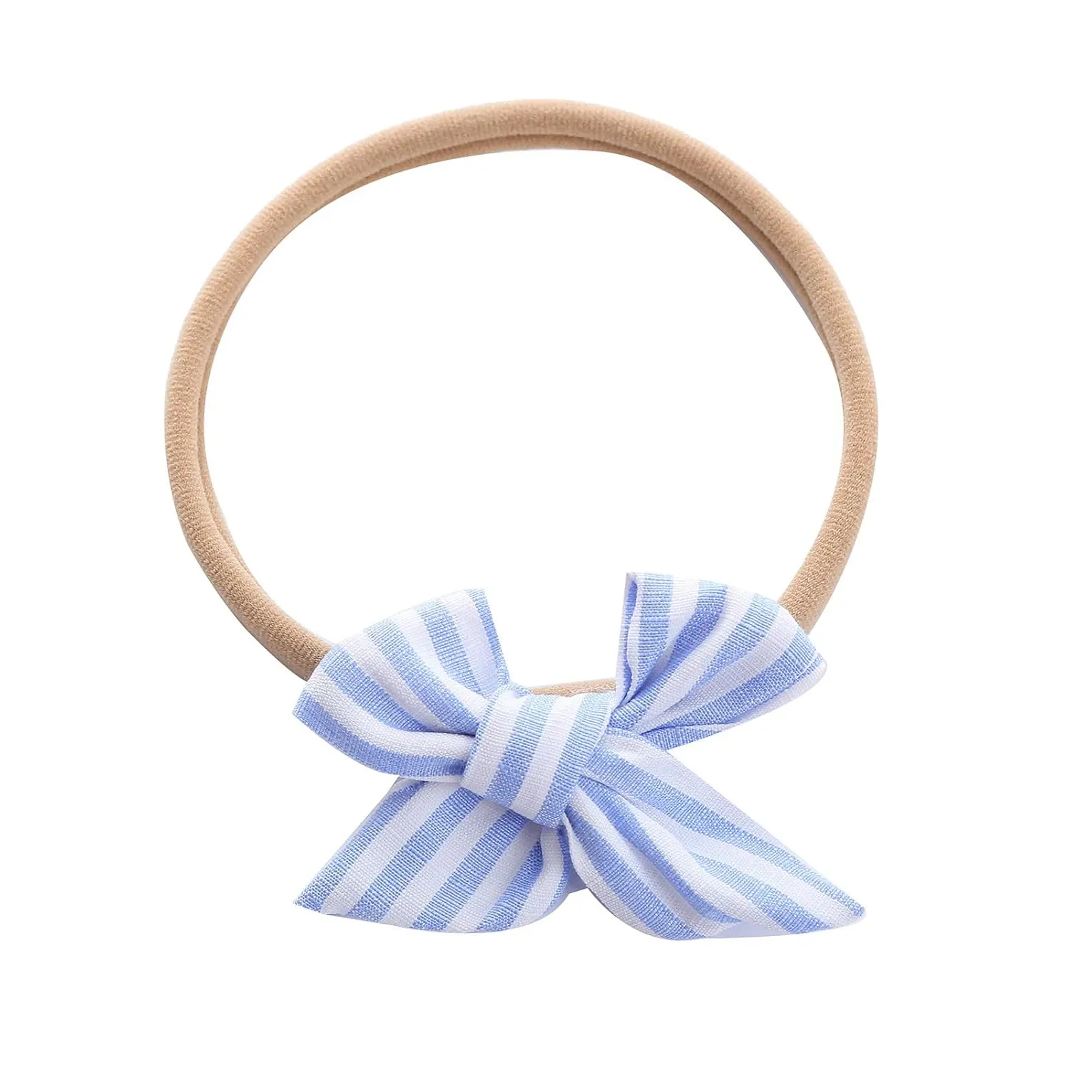 Toddler Elastic Headwrap Baby Girls Striped Prints Headband Bowknot Elastic Hair Band For Infant (Light Blue, One Size)