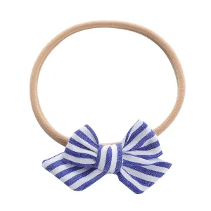 Toddler Elastic Headwrap Baby Girls Striped Prints Headband Bowknot Elastic Hair Band For Infant (Navy, One Size)