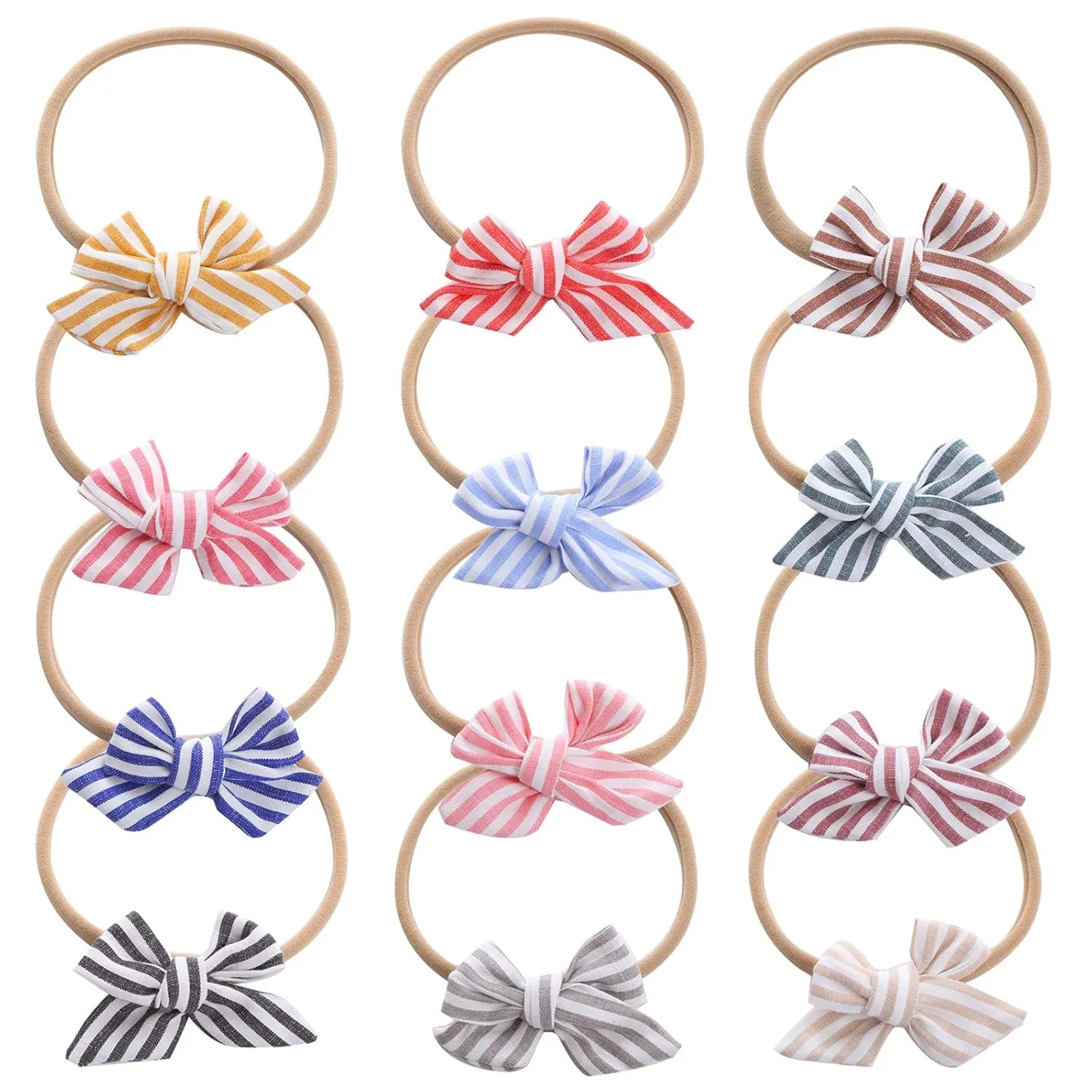 Toddler Elastic Headwrap Baby Girls Striped Prints Headband Bowknot Elastic Hair Band For (Watermelon Red, One Size)