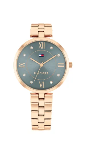 Tommy Hilfiger Ella Ionic Plated Rose Gold Steel Light Blue Dial Ladies Watch 1782686