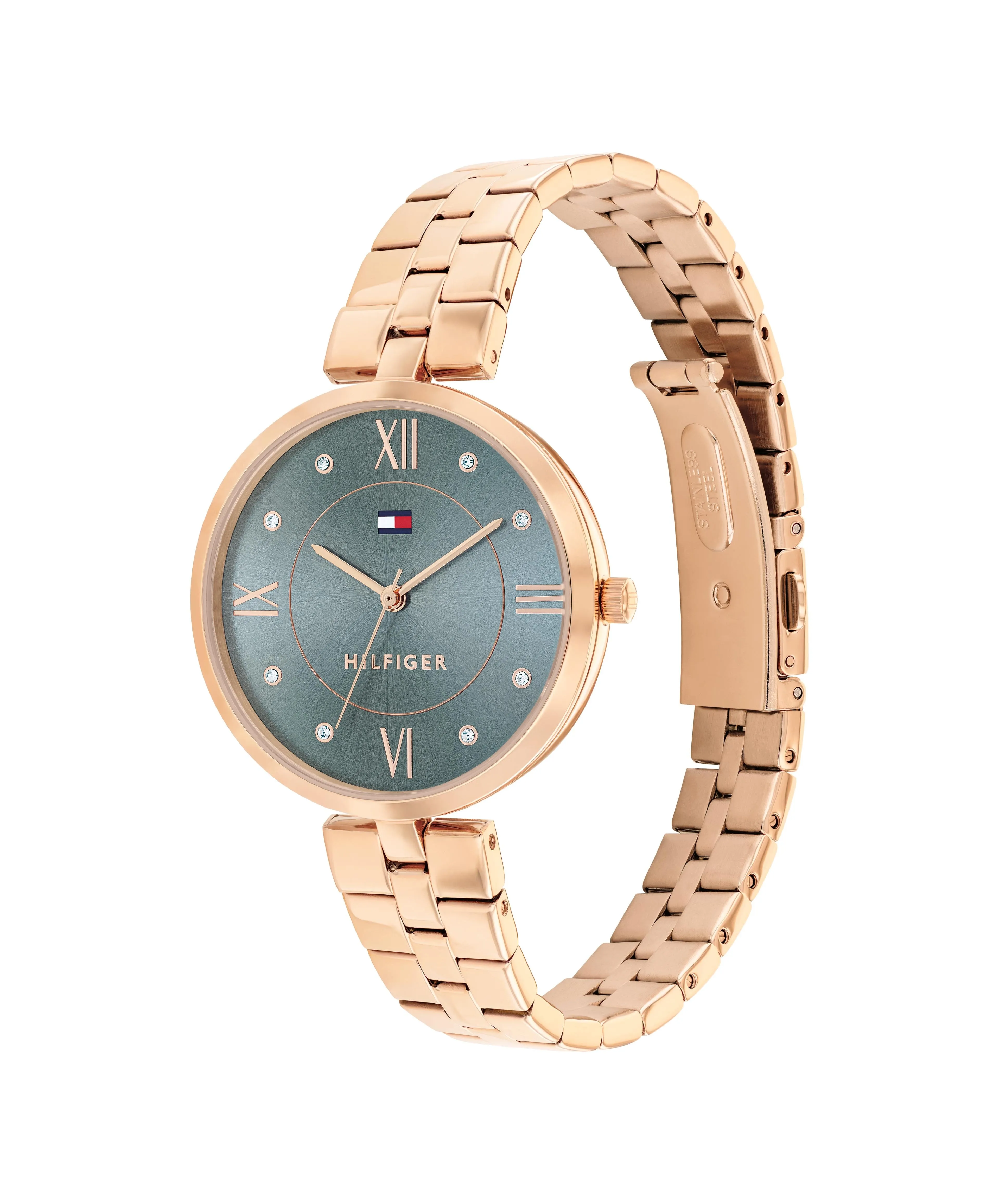Tommy Hilfiger Ella Ionic Plated Rose Gold Steel Light Blue Dial Ladies Watch 1782686