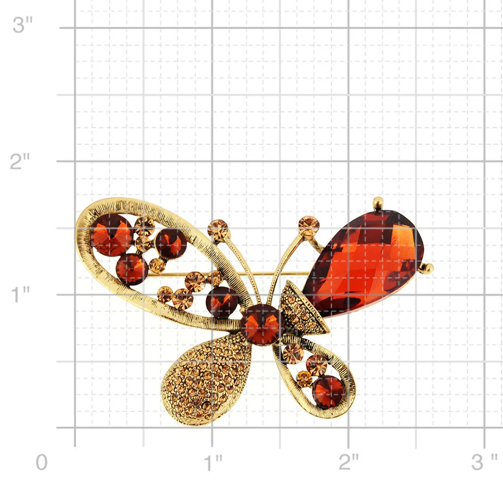 Topaz Brown Butterfly Pin Brooch