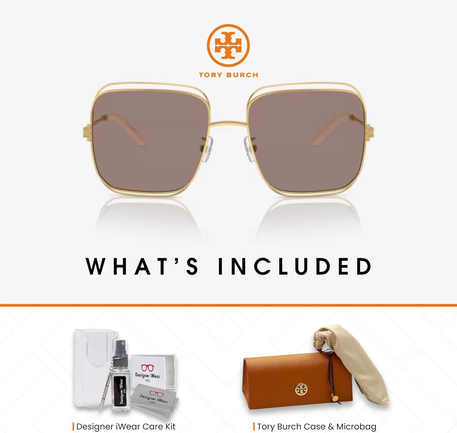 Tory Burch TY6107 Square Sunglasses for Women   BUNDLE With Designer iWear Complimentary Eyewear Kit