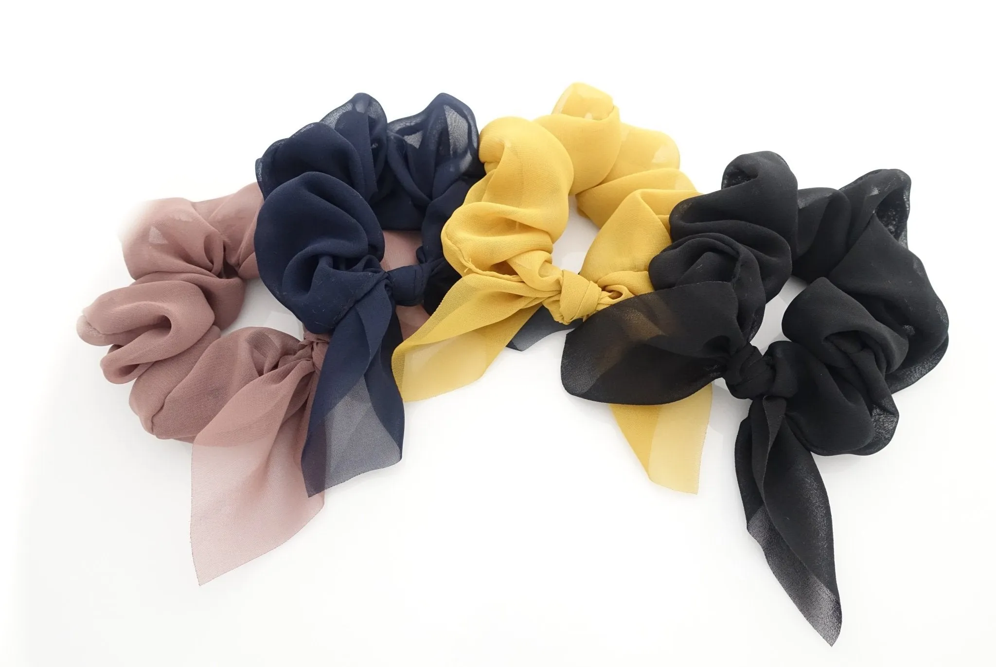 translucent chiffon bow knot scrunchies pretty women scrunchie hair accessory