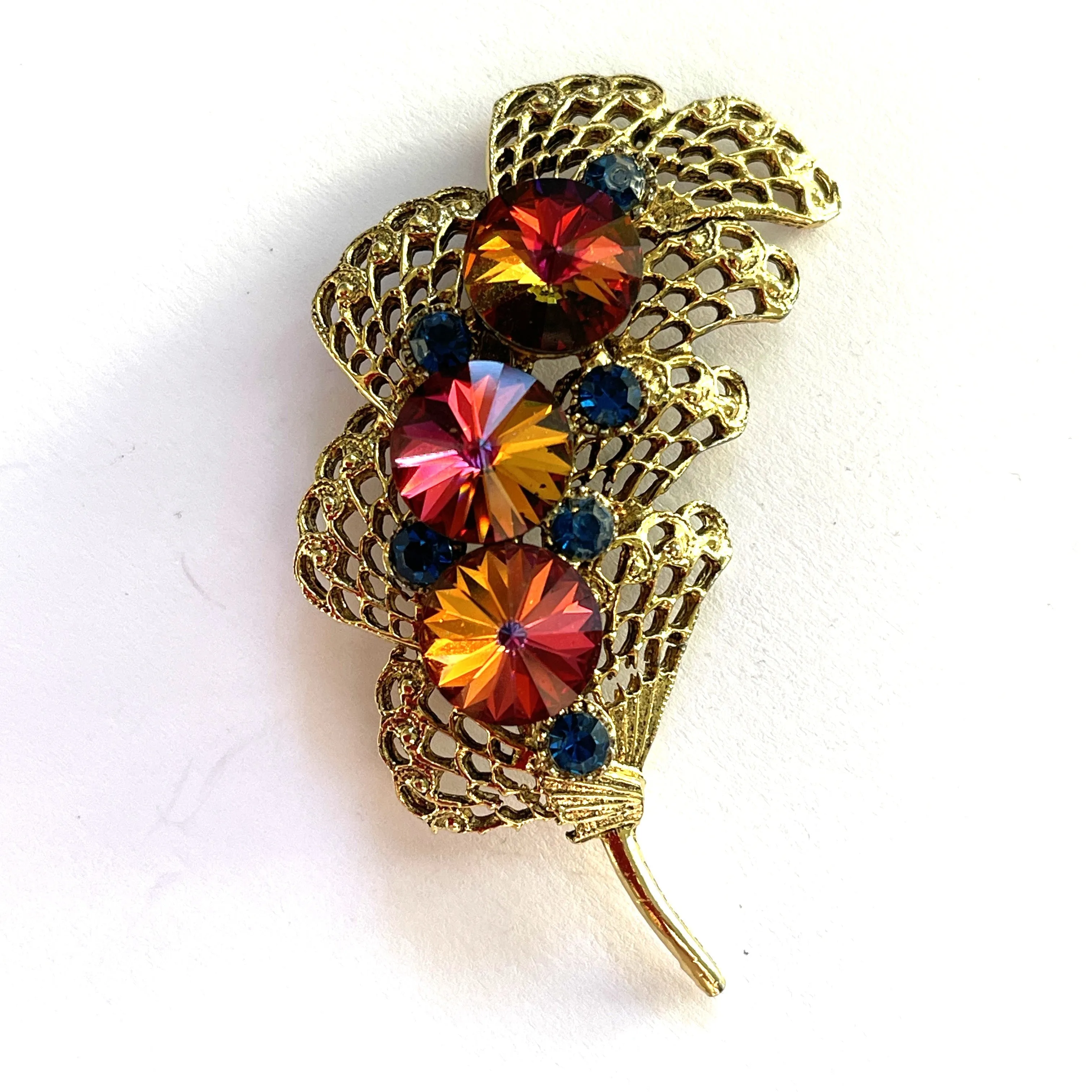 Translucent Rivoli Rhinestone Vintage Brooch