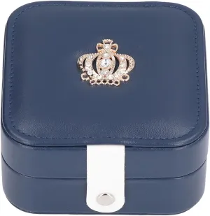 Travel Jewelry Box Organizer,Mini Jewelry Box, Small Display Travel Jewelry Case with Mirror for Girls Women Gift Rings Earrings s Storage (Blue) (Color : Blue)