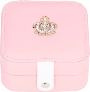 Travel Jewelry Box Organizer,Mini Jewelry Box, Small Display Travel Jewelry Case with Mirror for Girls Women Gift Rings Earrings s Storage (Blue) (Color : Pink)