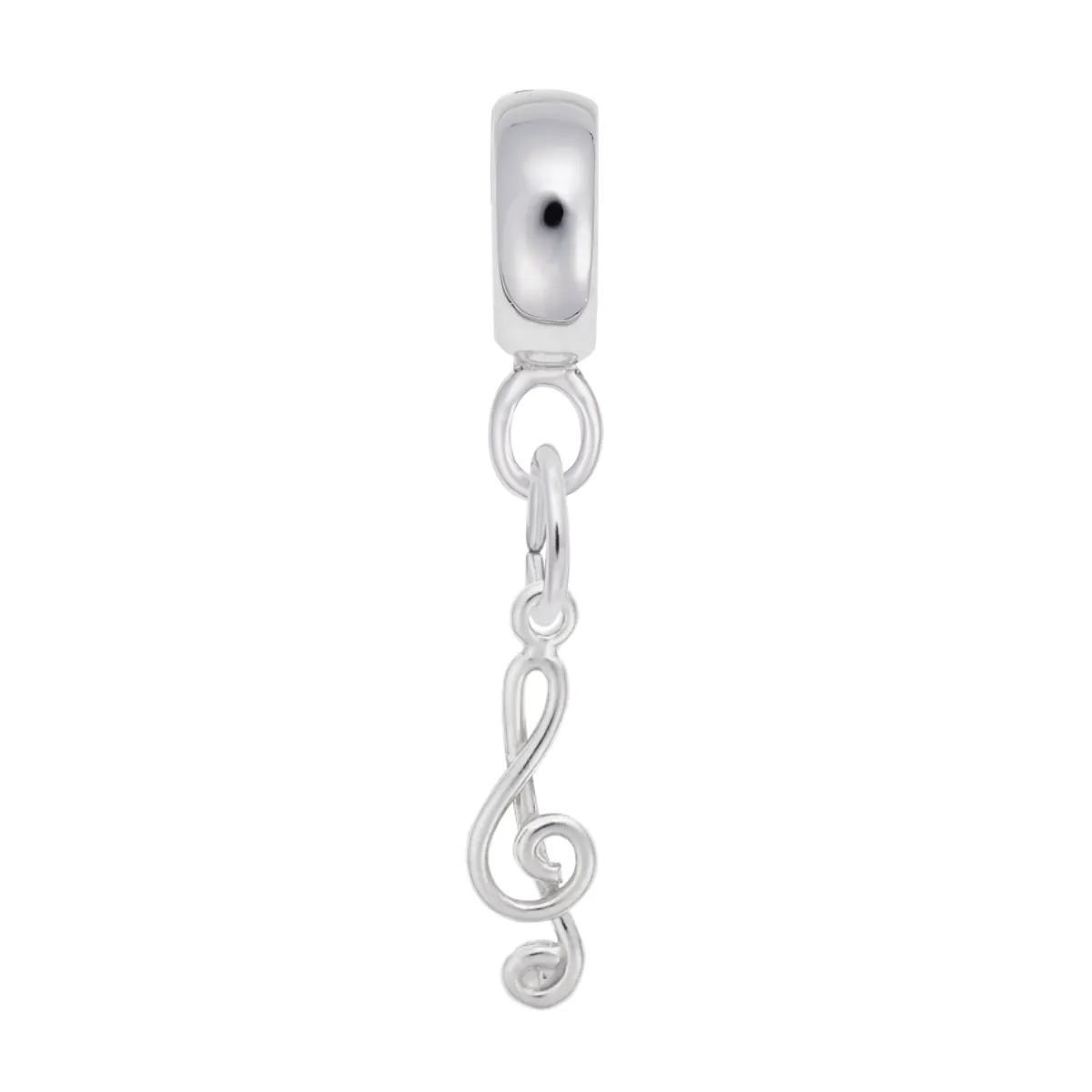 Treble Clef Charm Dangle Bead In Sterling Silver