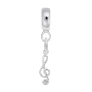 Treble Clef Charm Dangle Bead In Sterling Silver