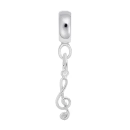 Treble Clef Charm Dangle Bead In Sterling Silver