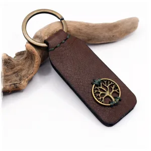Tree Of Life Leather Keychain