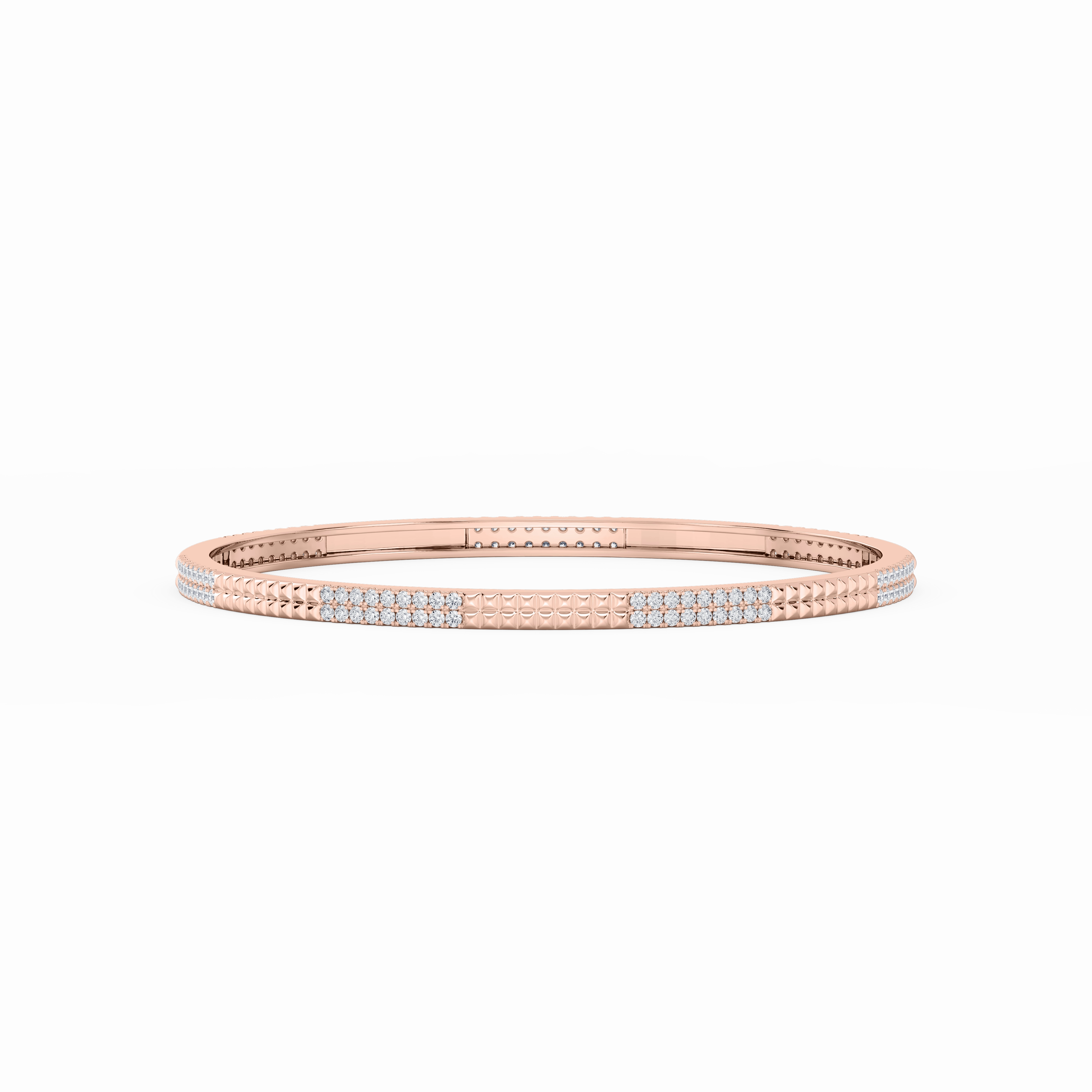 1 ? ctw Round Lab Grown Diamond Textured Bangle Bracelet  - 7.25 Inches One-of-a-kind Layered Looks