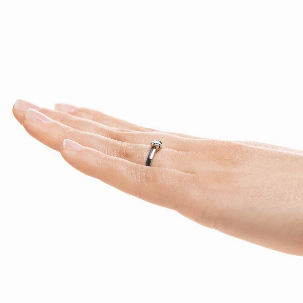 Lainey Round Lab Grown Diamond Three Quarter Bezel Solitaire Engagement Ring Trendy Vibe