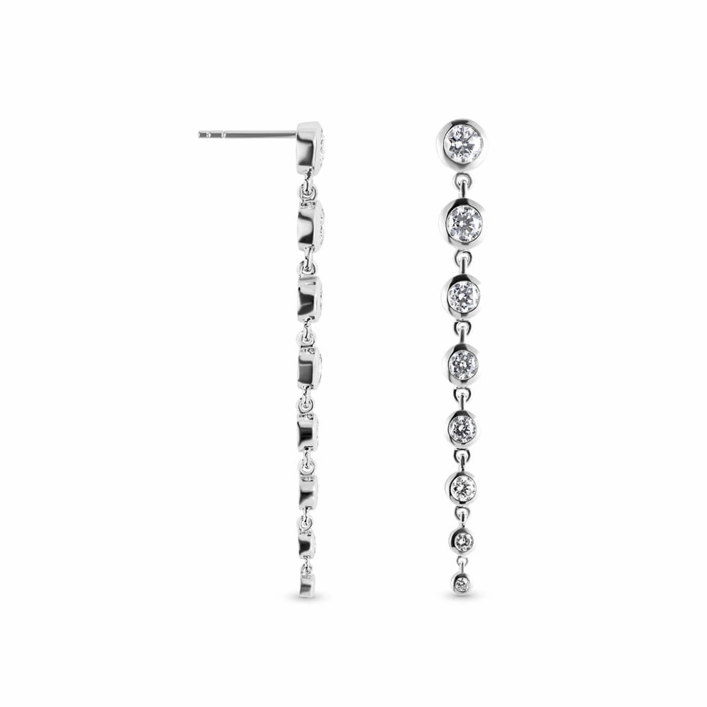 Attractive Embellishment 1 ? ctw Round Lab Grown Diamond Graduated Bezel Drop Earrings