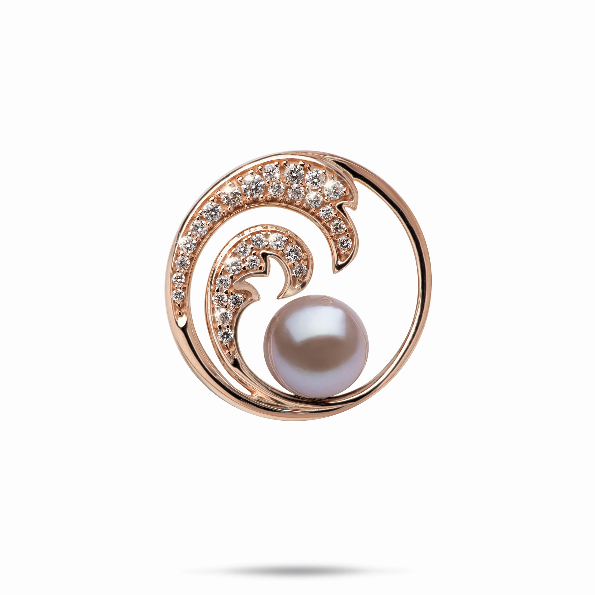 Nalu Lilac Freshwater Pearl Pendant in Rose Gold with Diamonds - 24mm exquisite design Sophisticated Craft