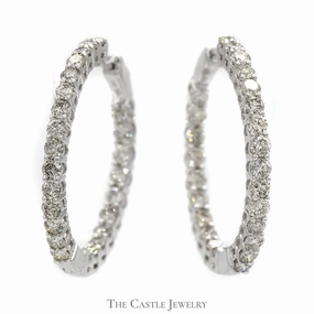 Trendy Item 5cttw Inside Out Diamond Hollywood Hoop Earrings in 14k White Gold