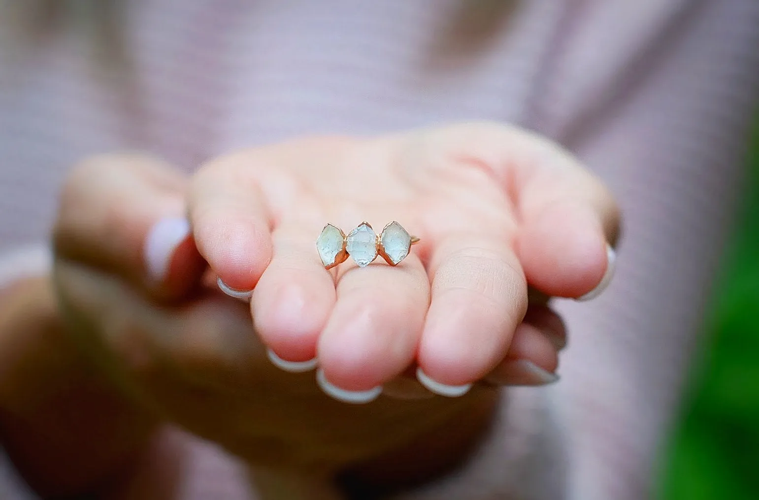 Triple Herkimer diamond ring