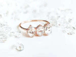Triple Herkimer diamond ring