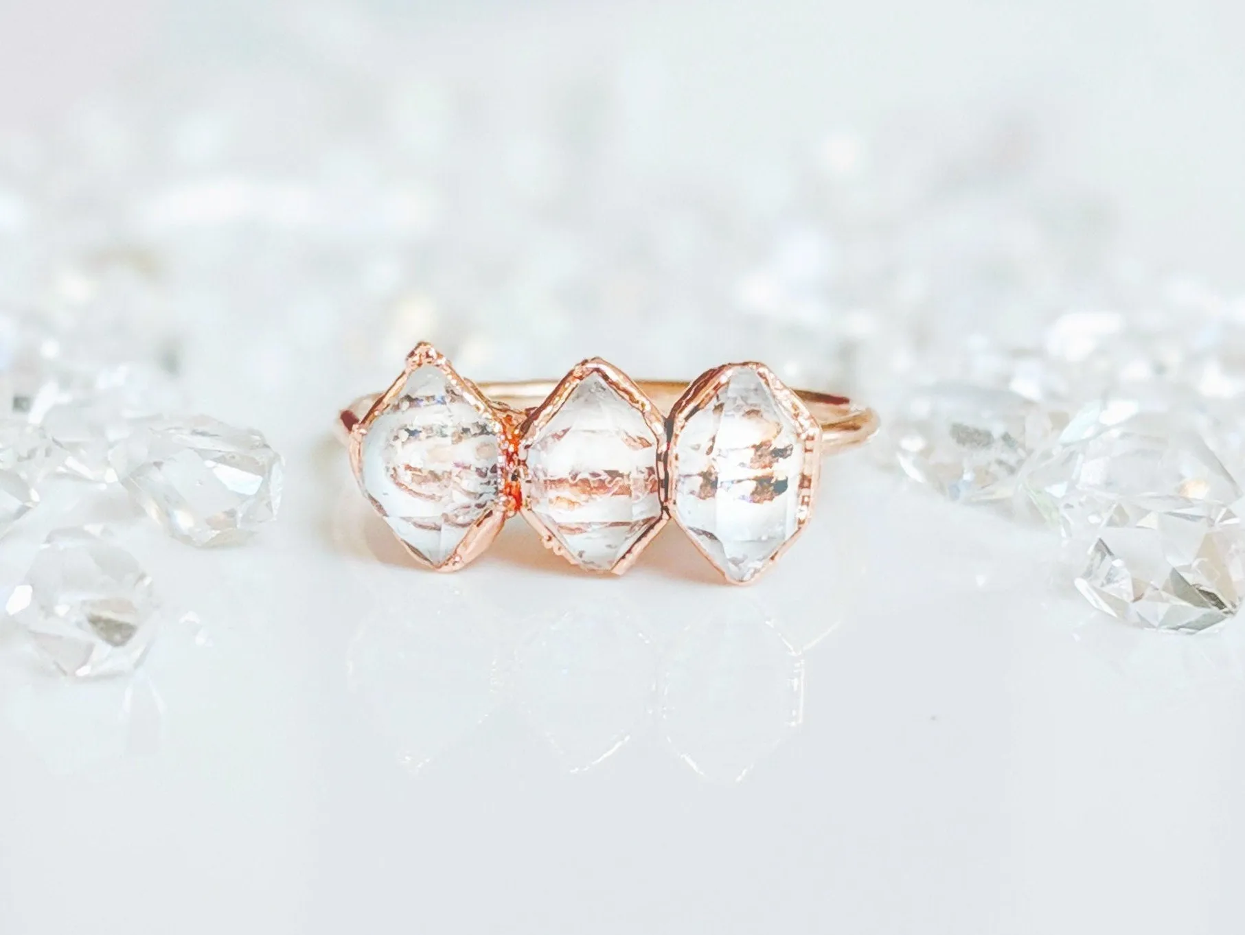 Triple Herkimer diamond ring