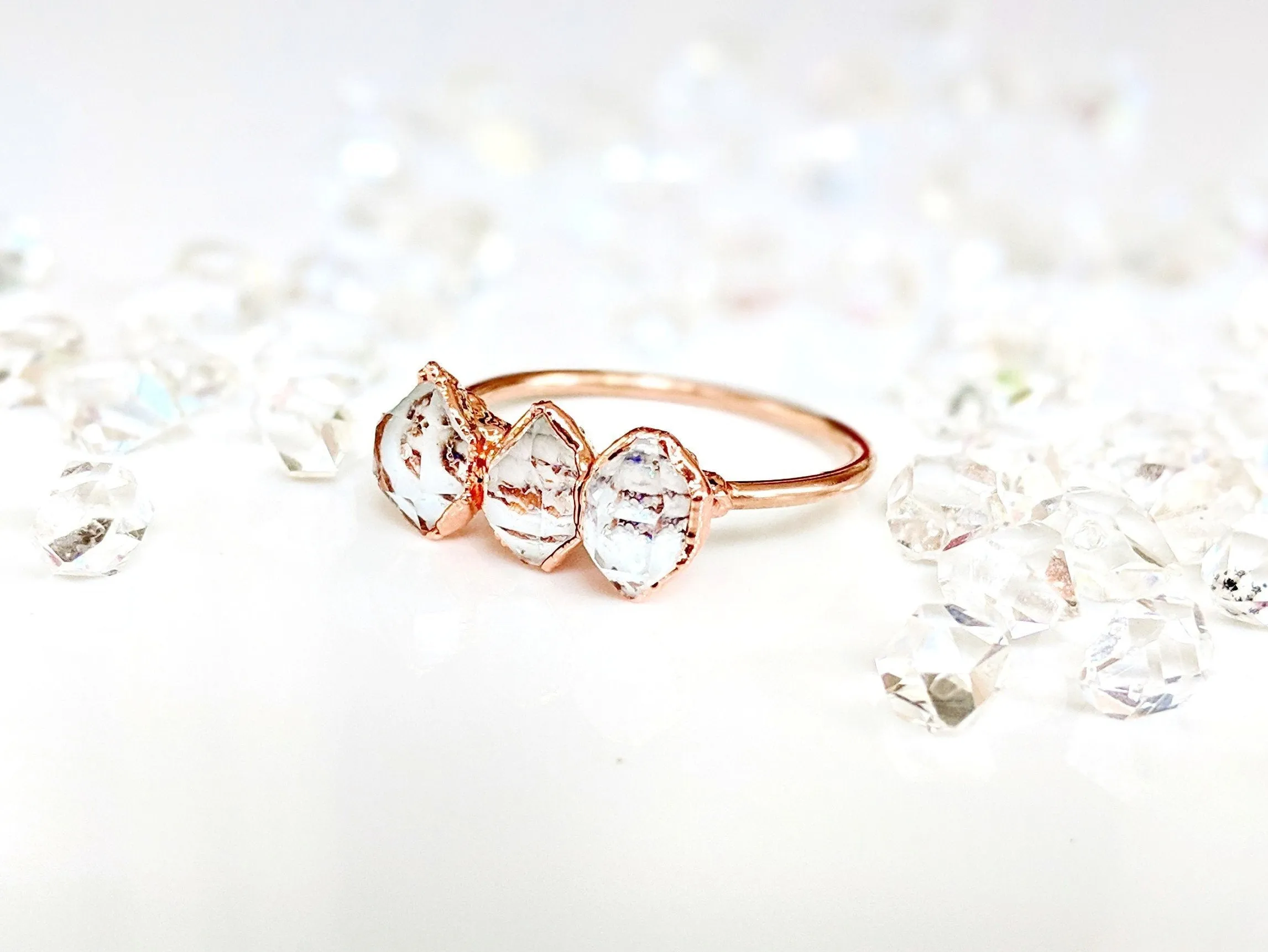 Triple Herkimer diamond ring