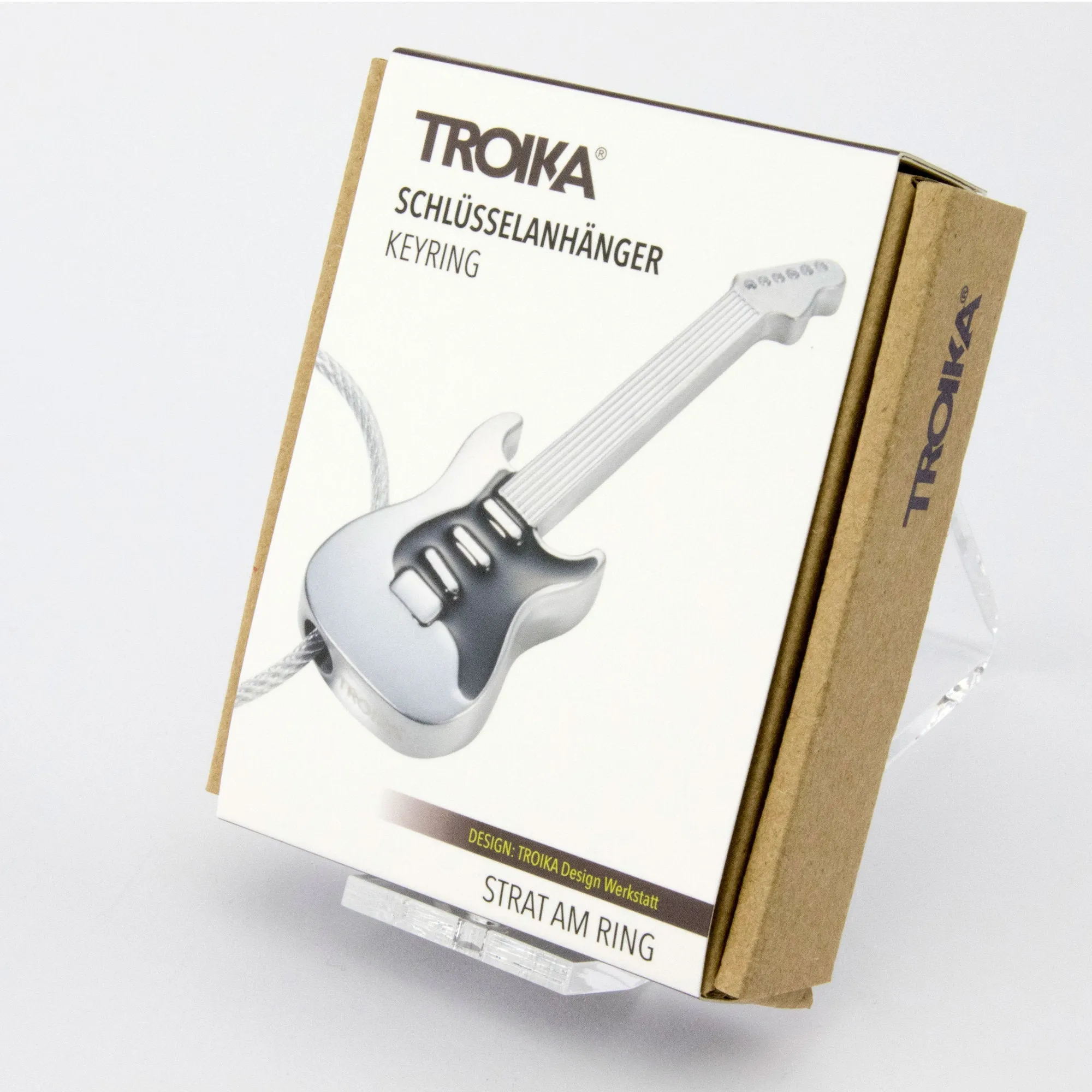 Troika Strat Am Electric Guitar Keychain with Nail Friendly Loop