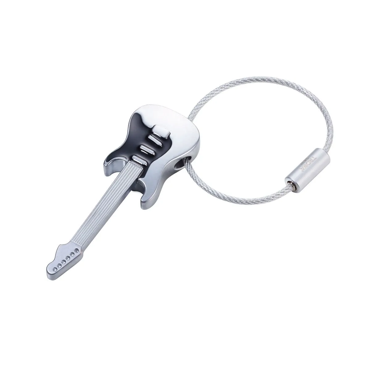 Troika Strat Am Electric Guitar Keychain with Nail Friendly Loop
