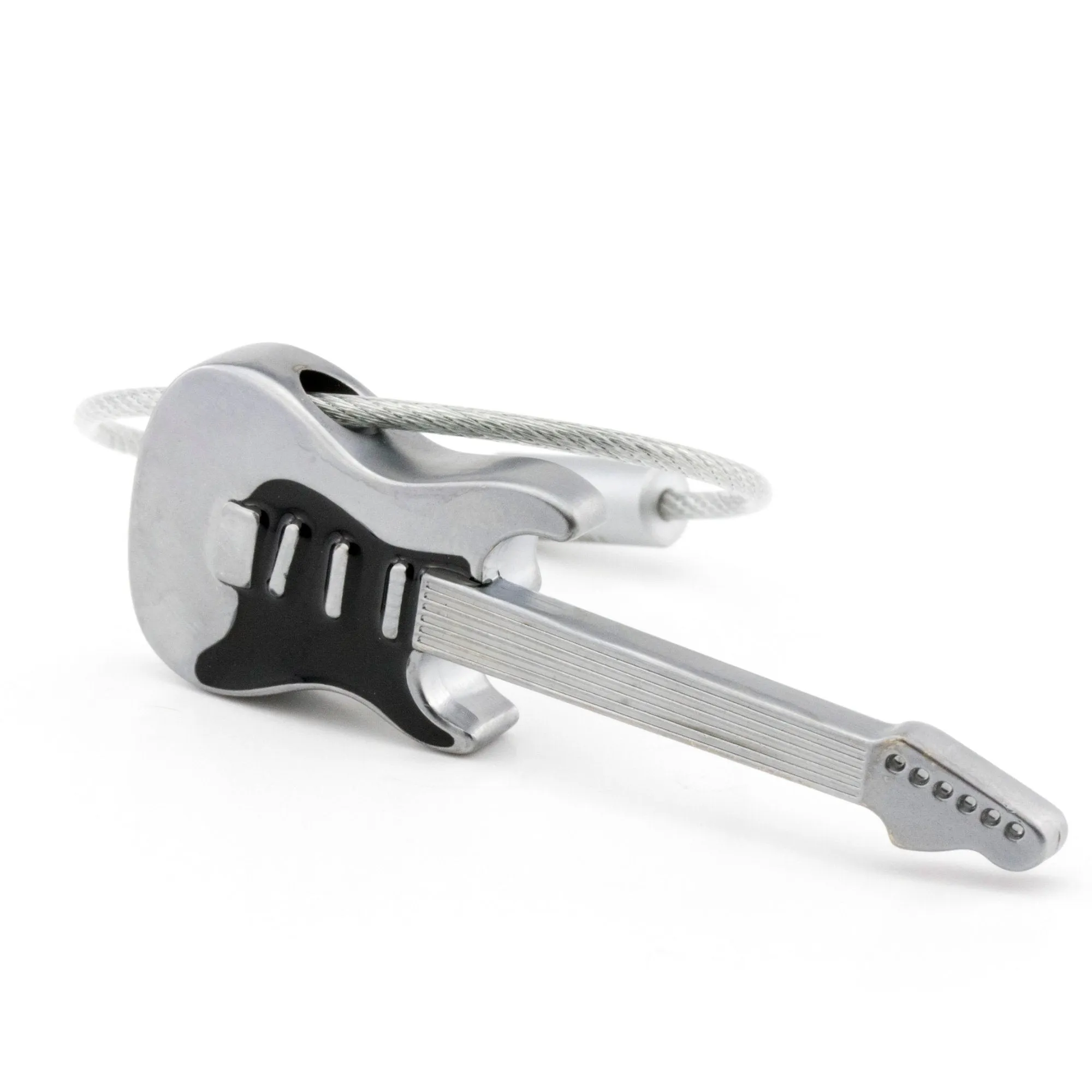 Troika Strat Am Electric Guitar Keychain with Nail Friendly Loop
