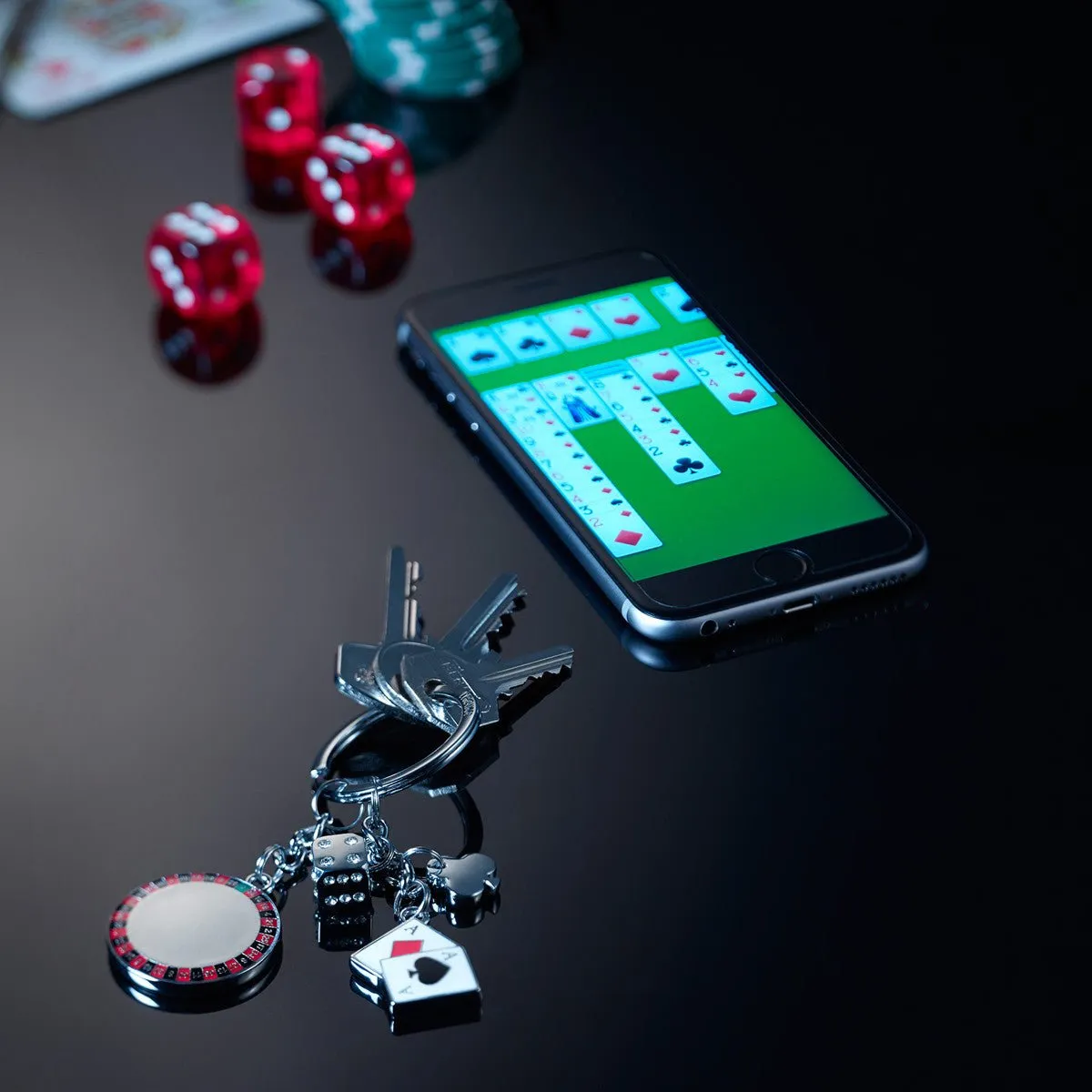 Troika Vegas Grand Casino, Keychain with Enamel Casino Game Charms