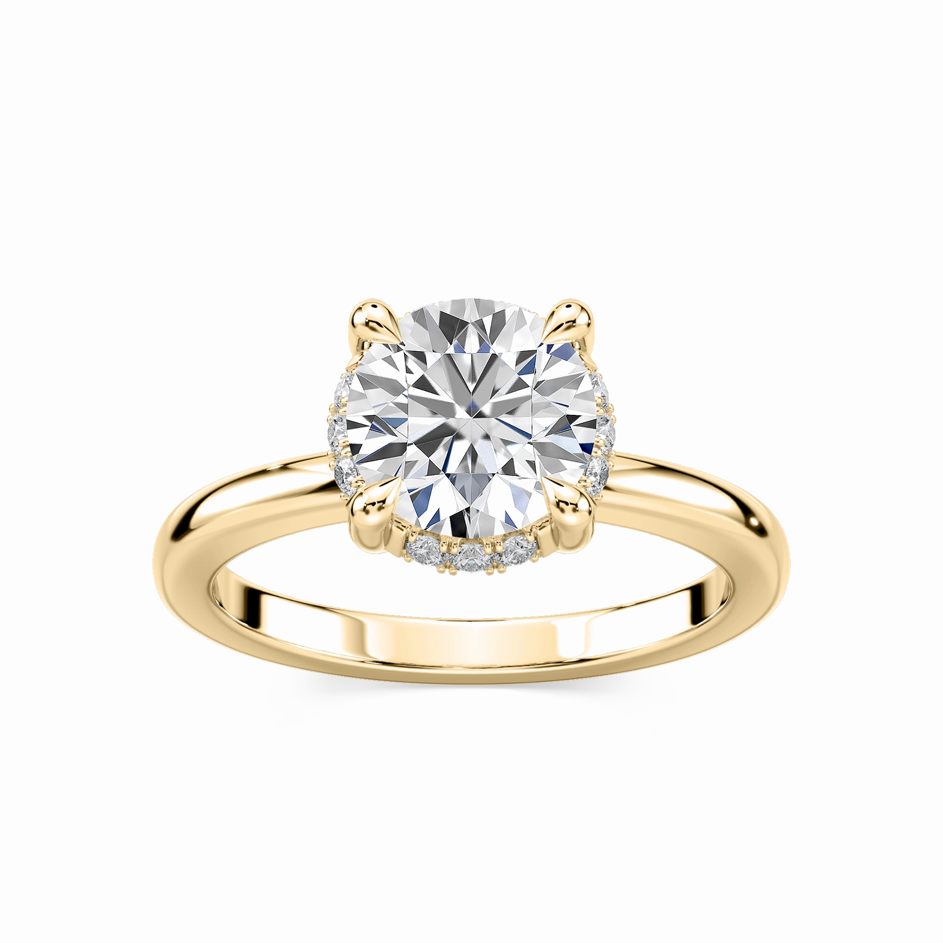 Minimal Design Tula Round Lab Grown Diamond Semi Hidden Halo Engagement Ring