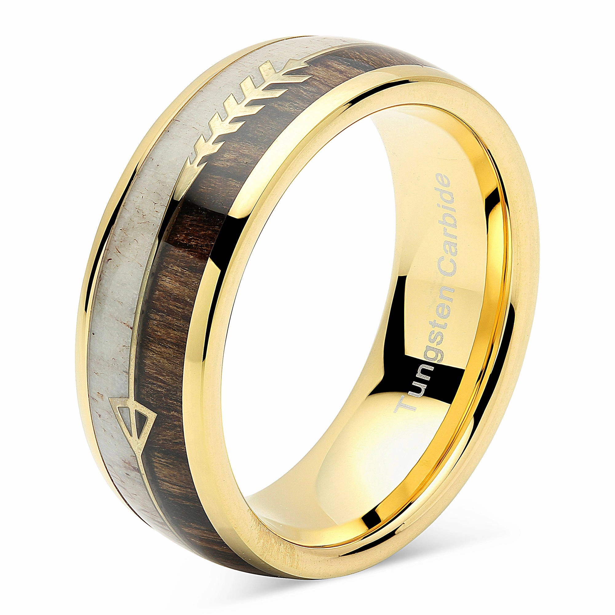 Tungsten Ring Wedding Band Deer Antler Koa Wood Inlaid Engagement Size 6-16 strong style Artful Gift